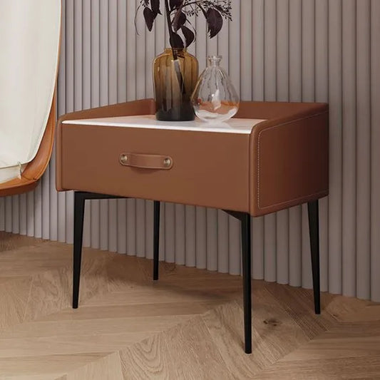 leah-minimalist-bedside-drawer-table-簡約實木皮革床頭抽屜櫃